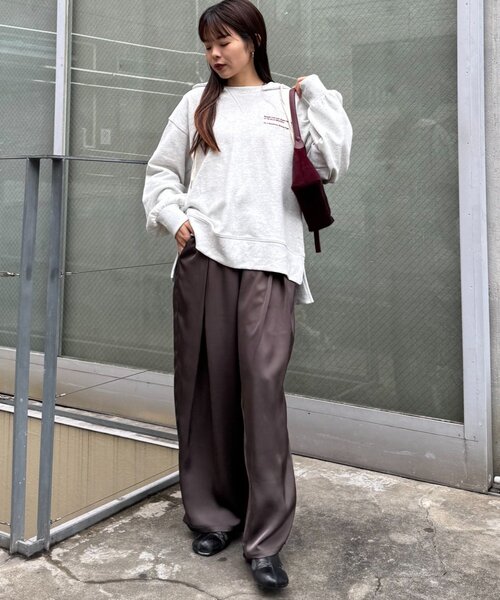 CIAOPANIC TYPY(チャオパニックティピー)の「ワンポイントロゴ刺繍フーディー(Tシャツ/カットソー・レディース・バーガンディー/チャコールグレー/オフホワイト/ブラウン/ネイビー・ONE SIZE)」の10枚目の写真