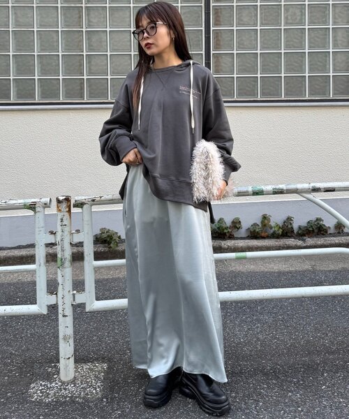 CIAOPANIC TYPY(チャオパニックティピー)の「ワンポイントロゴ刺繍フーディー(Tシャツ/カットソー・レディース・バーガンディー/チャコールグレー/オフホワイト/ブラウン/ネイビー・ONE SIZE)」の19枚目の写真