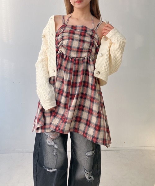 AS KNOW AS plus（アズノゥアズプラス）の「♪アレンジリボン ヘムラインキャミチュニック（チュニック・レディース・ホワイト系その他/ベージュ系その他/レッド系その他・FREE）」の3枚目の写真