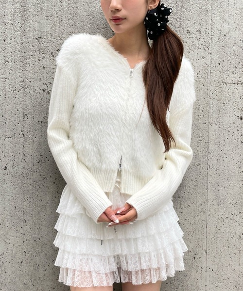 ALAND(エーランド)の「3.3 Field Trip/シャギーフードジップパーカー(パーカー・レディース・ブラック/アイボリー/グレー・FREE)」の3枚目の写真