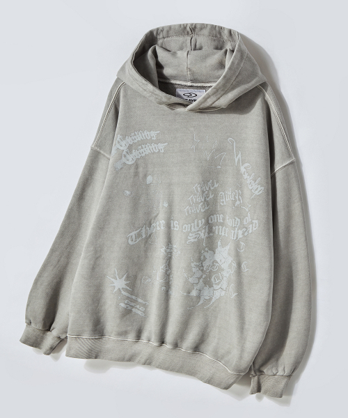 セール】コスモス ピグメントフードパーカー ゴーストグレー（パーカー