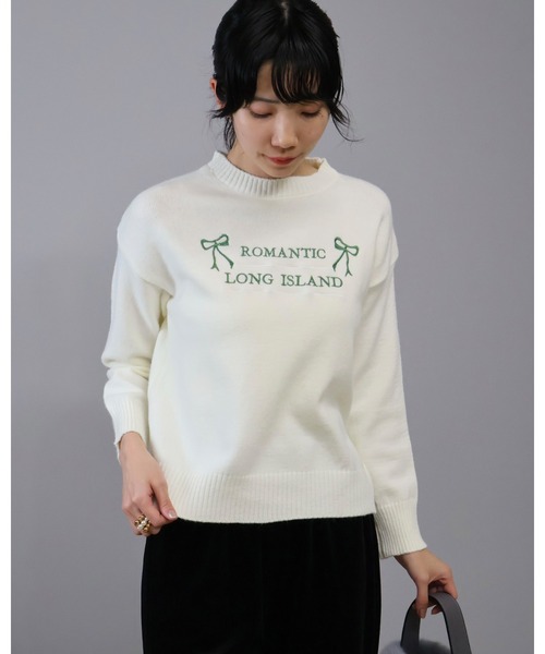 Doumoi(ドゥモエ)の「ドロップショルダー英字ロゴニット プルオーバー(ニット/セーター・レディース・グレー/ホワイト/ブラック・FREE)」の2枚目の写真