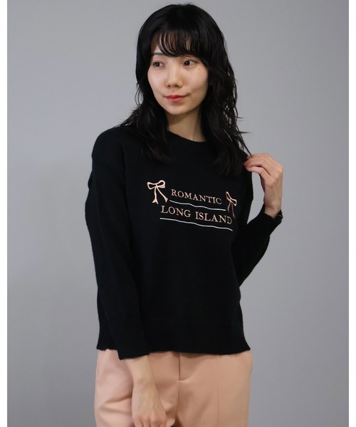 Doumoi(ドゥモエ)の「ドロップショルダー英字ロゴニット プルオーバー(ニット/セーター・レディース・グレー/ホワイト/ブラック・FREE)」の21枚目の写真