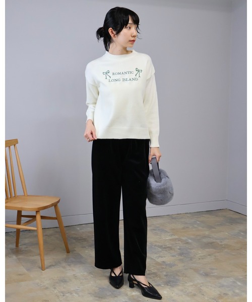 Doumoi(ドゥモエ)の「ドロップショルダー英字ロゴニット プルオーバー(ニット/セーター・レディース・グレー/ホワイト/ブラック・FREE)」の9枚目の写真