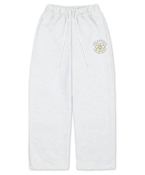 MILLION DAY(ミリオンデイ)の「MILLION ROUND FLOWER WIDE PANTS(スウェットパンツ・レディース・ダークネイビー/ブルー/アイボリー/ホワイト・LARGE/MEDIUM)」の4枚目の写真