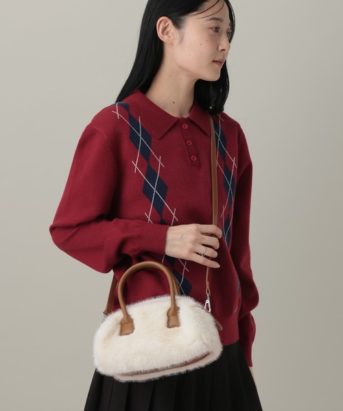 3.3 Field Trip （3.3フィールドトリップ）の「3.3 Field Trip／ファーモコモコBAG（ハンドバッグ・レディース・ブラック/オフホワイト・ONE SIZE）」の13枚目の写真