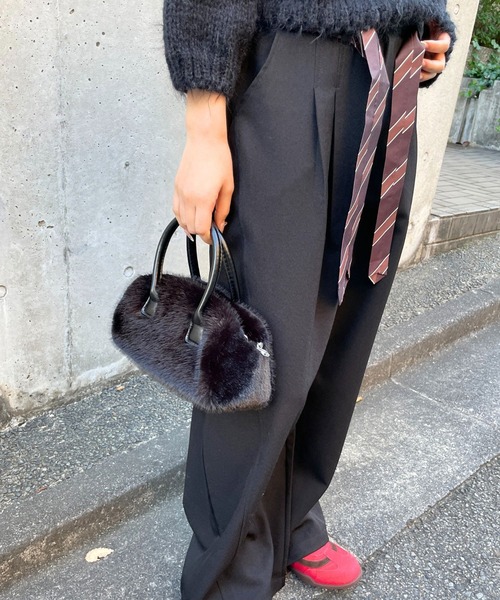 3.3 Field Trip （3.3フィールドトリップ）の「3.3 Field Trip／ファーモコモコBAG（ハンドバッグ・レディース・ブラック/オフホワイト・ONE SIZE）」の12枚目の写真