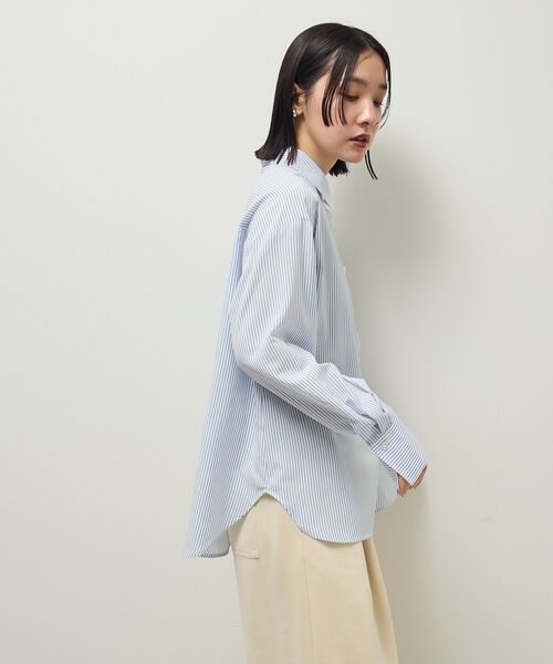 Green　Parks（グリーンパークス）の「ホワイトインナーレギュラーカラーシャツ（シャツ/ブラウス・レディース・オフホワイト/ストライプ・FREE）」の9枚目の写真