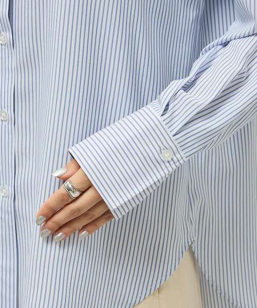 Green　Parks（グリーンパークス）の「ホワイトインナーレギュラーカラーシャツ（シャツ/ブラウス・レディース・オフホワイト/ストライプ・FREE）」の12枚目の写真