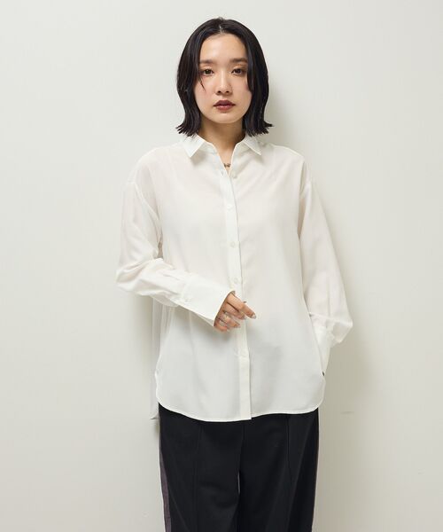 Green　Parks（グリーンパークス）の「ホワイトインナーレギュラーカラーシャツ（シャツ/ブラウス・レディース・オフホワイト/ストライプ・FREE）」の21枚目の写真