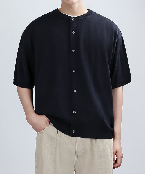 ROUND BREEZE половинный кардиган (NAVY)