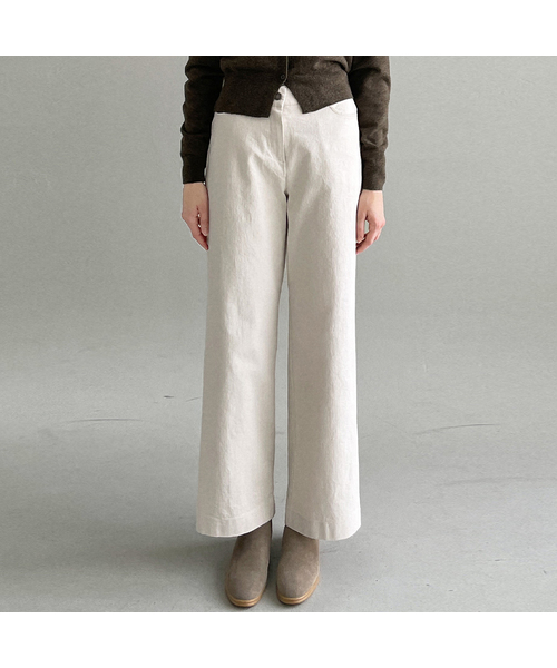 SLOWLOLLI(スローローリ)の「Back elastic straight pants(その他パンツ・レディース・ライトベージュ/Beige/カーキ/ブラック・1(S)/2(M)/3(L))」の1枚目の写真