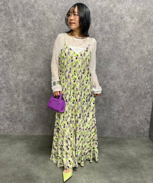 GEVS.(ジェイヴィス)の「プリントキャミソールワンピース<大きいサイズ有>GEVS.(ワンピース・レディース・ピンク系/グリーン系・M/L/LL/3L/4L/5L)」の3枚目の写真