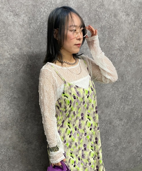 GEVS.(ジェイヴィス)の「プリントキャミソールワンピース<大きいサイズ有>GEVS.(ワンピース・レディース・ピンク系/グリーン系・M/L/LL/3L/4L/5L)」の5枚目の写真