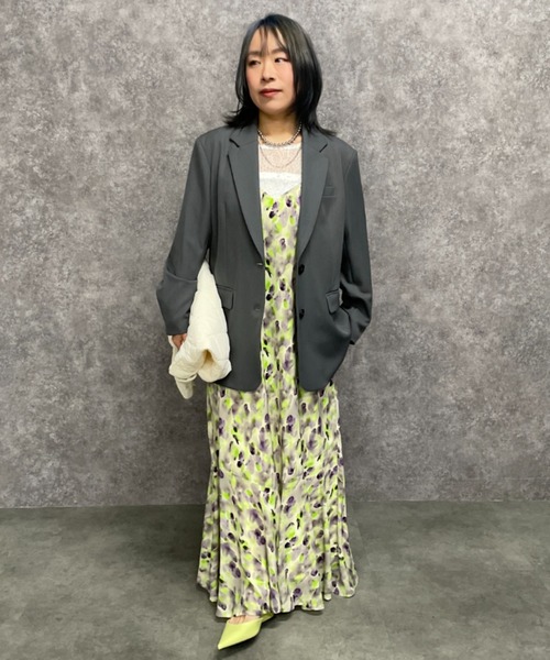 GEVS.(ジェイヴィス)の「プリントキャミソールワンピース<大きいサイズ有>GEVS.(ワンピース・レディース・ピンク系/グリーン系・M/L/LL/3L/4L/5L)」の6枚目の写真