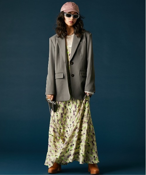 GEVS.（ジェイヴィス）の「プリントキャミソールワンピース＜大きいサイズ有＞GEVS.（ワンピース・レディース・ピンク系/グリーン系・M/L/LL/3L/4L/5L）」の5枚目の写真