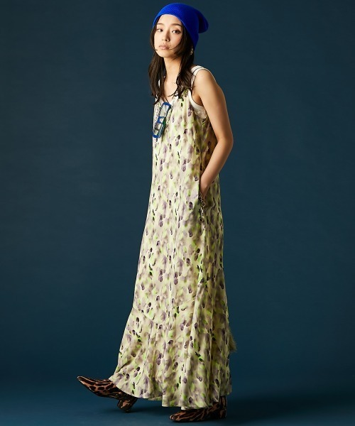 GEVS.（ジェイヴィス）の「プリントキャミソールワンピース＜大きいサイズ有＞GEVS.（ワンピース・レディース・ピンク系/グリーン系・M/L/LL/3L/4L/5L）」の6枚目の写真