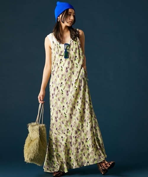 GEVS.（ジェイヴィス）の「プリントキャミソールワンピース＜大きいサイズ有＞GEVS.（ワンピース・レディース・ピンク系/グリーン系・M/L/LL/3L/4L/5L）」の7枚目の写真