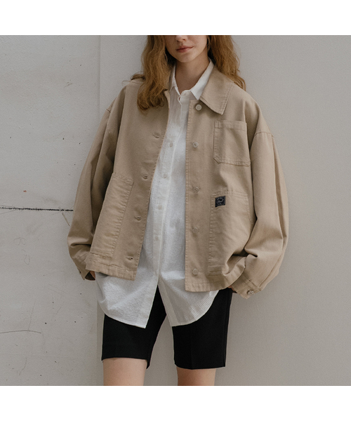 FRIVER07（フリバー07）の「Pocket detail cotton work jacket FRFA01JK02_Navy（ミリタリージャケット・レディース・ネイビー/ベージュ・FREE）」の2枚目の写真
