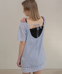 POEV（ポエブ）の「Balloon Sleeve Lace Dress - Sky Blue（ワンピース）」