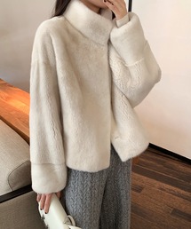 ショート スタンドカラー エコファーコート