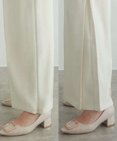 CENEA(セネア)の「サイドファスナーワイドパンツ(スラックス・レディース・アイボリー/ブラック/ダークグレー・LARGE/MEDIUM/SMALL)」の4枚目の写真