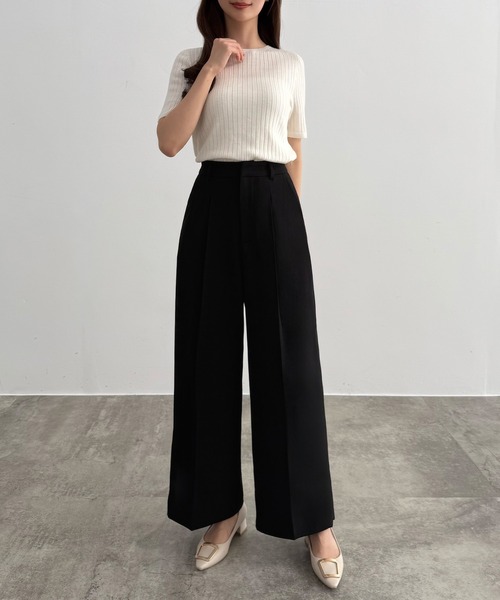 CENEA(セネア)の「サイドファスナーワイドパンツ(スラックス・レディース・アイボリー/ブラック/ダークグレー・LARGE/MEDIUM/SMALL)」の6枚目の写真