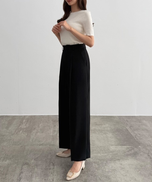CENEA(セネア)の「サイドファスナーワイドパンツ(スラックス・レディース・アイボリー/ブラック/ダークグレー・LARGE/MEDIUM/SMALL)」の7枚目の写真