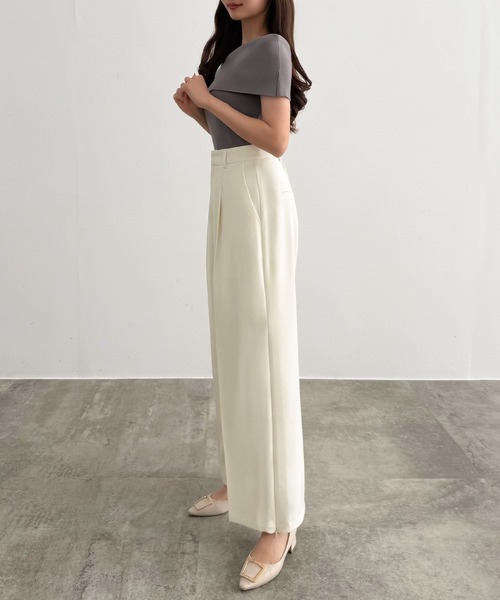 CENEA(セネア)の「サイドファスナーワイドパンツ(スラックス・レディース・アイボリー/ブラック/ダークグレー・LARGE/MEDIUM/SMALL)」の10枚目の写真