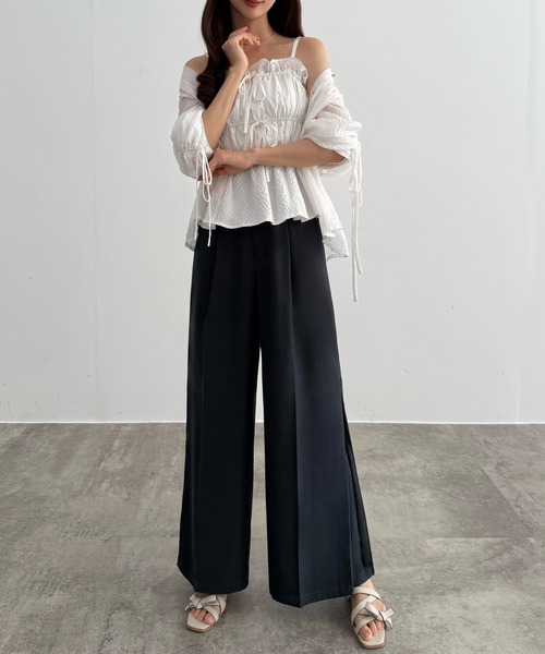 CENEA(セネア)の「サイドファスナーワイドパンツ(スラックス・レディース・アイボリー/ブラック/ダークグレー・LARGE/MEDIUM/SMALL)」の14枚目の写真