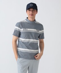 BEAMS GOLF ショートスリーブ ボーダーモック タートルネック シャツ セール】PURPLE LABEL / ジャカードボーダー モックネックシャツ