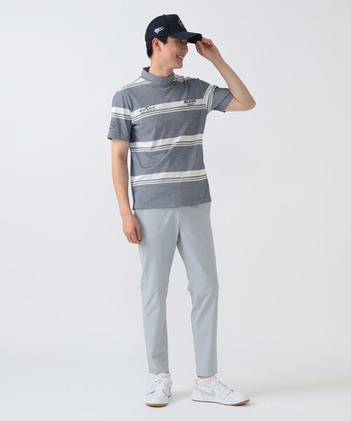 BEAMS GOLF（ビームスゴルフ）の「PURPLE LABEL / MONTAUK ボーダー モックネックシャツ（接触冷感・吸水速乾・UVカット）（スウェット・メンズ・ネイビー/ミント/サックスブルー・LARGE/X-LARGE/MEDIUM/SMALL）」の10枚目の写真