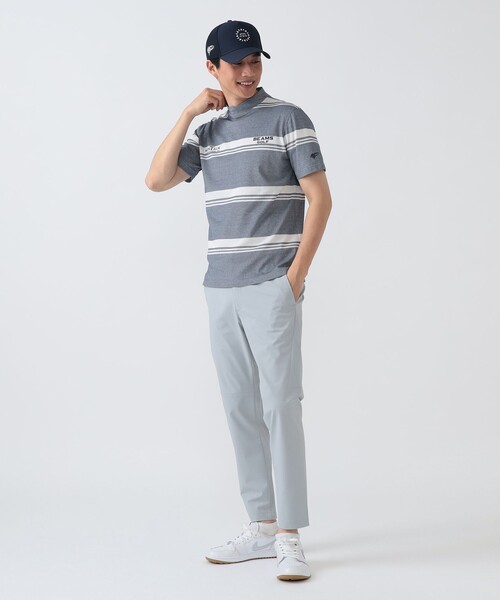 BEAMS GOLF（ビームスゴルフ）の「PURPLE LABEL / MONTAUK ボーダー モックネックシャツ（接触冷感・吸水速乾・UVカット）（スウェット・メンズ・ネイビー/ミント/サックスブルー・LARGE/X-LARGE/MEDIUM/SMALL）」の11枚目の写真