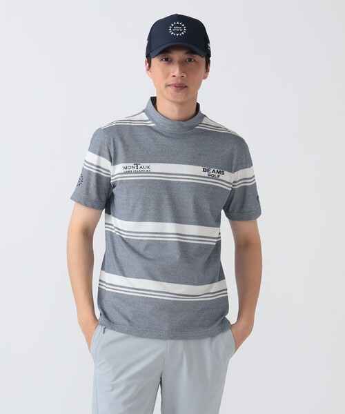 BEAMS GOLF（ビームスゴルフ）の「PURPLE LABEL / MONTAUK ボーダー モックネックシャツ（接触冷感・吸水速乾・UVカット）（スウェット・メンズ・ネイビー/ミント/サックスブルー・LARGE/X-LARGE/MEDIUM/SMALL）」の12枚目の写真