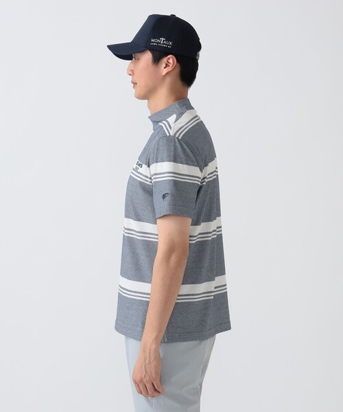 BEAMS GOLF（ビームスゴルフ）の「PURPLE LABEL / MONTAUK ボーダー モックネックシャツ（接触冷感・吸水速乾・UVカット）（スウェット・メンズ・ネイビー/ミント/サックスブルー・LARGE/X-LARGE/MEDIUM/SMALL）」の14枚目の写真
