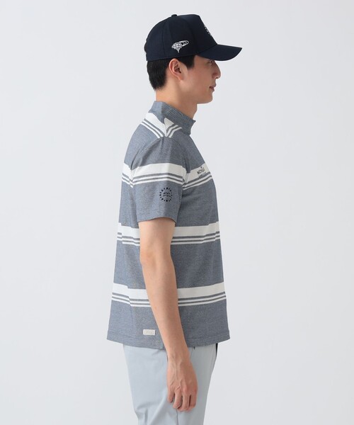 BEAMS GOLF（ビームスゴルフ）の「PURPLE LABEL / MONTAUK ボーダー モックネックシャツ（接触冷感・吸水速乾・UVカット）（スウェット・メンズ・ネイビー/ミント/サックスブルー・LARGE/X-LARGE/MEDIUM/SMALL）」の16枚目の写真