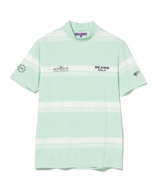 BEAMS GOLF（ビームスゴルフ）の「PURPLE LABEL / MONTAUK ボーダー モックネックシャツ（接触冷感・吸水速乾・UVカット）（スウェット・メンズ・ネイビー/ミント/サックスブルー・LARGE/X-LARGE/MEDIUM/SMALL）」の17枚目の写真