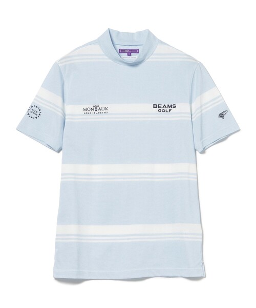 BEAMS GOLF（ビームスゴルフ）の「PURPLE LABEL / MONTAUK ボーダー モックネックシャツ（接触冷感・吸水速乾・UVカット）（スウェット・メンズ・ネイビー/ミント/サックスブルー・LARGE/X-LARGE/MEDIUM/SMALL）」の20枚目の写真