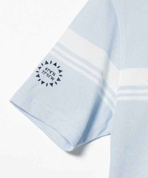 BEAMS GOLF（ビームスゴルフ）の「PURPLE LABEL / MONTAUK ボーダー モックネックシャツ（接触冷感・吸水速乾・UVカット）（スウェット・メンズ・ネイビー/ミント/サックスブルー・LARGE/X-LARGE/MEDIUM/SMALL）」の22枚目の写真