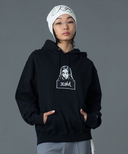 X-girl エックスガール WORDSFACE パーカー L 黒 新品タグ付 FACE PATCH SWEAT HOODIE（パーカー）｜X-girl（エックスガール）の