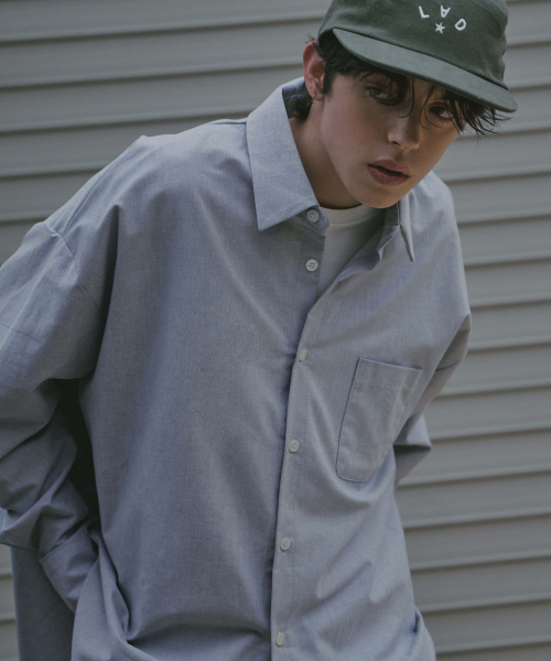 LAD EDITION(ラッドエディション)の「リラックスドオーバーサイズコットンオックスフォードシャツ_グレー(シャツ/ブラウス・メンズ・その他・FREE)」の5枚目の写真