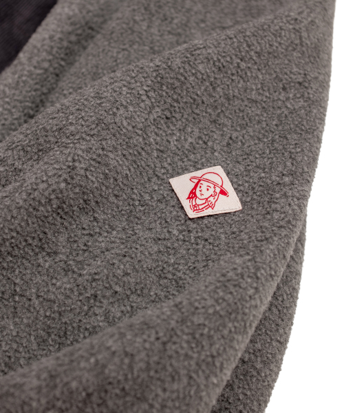 ハーフジップフリースフードパーカー - グレー