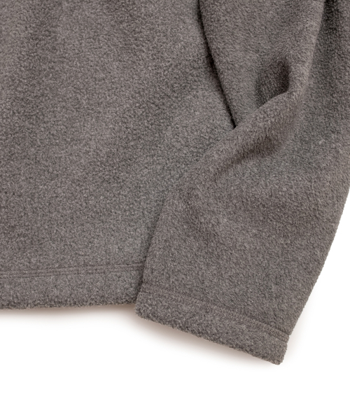 ハーフジップフリースフードパーカー - グレー