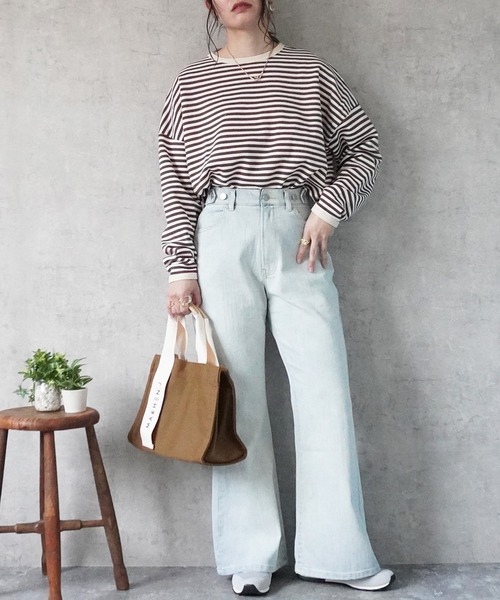 SELECT LEVERY(セレクトリベリー)の「リサイクルデニムフレアパンツ(デニムパンツ・レディース・ネイビー/ブルー/ブラック・SMALL/MEDIUM/LARGE/X-LARGE)」の5枚目の写真