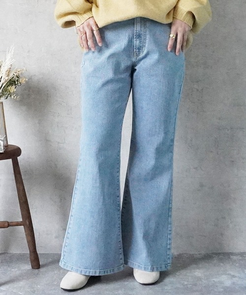 SELECT LEVERY(セレクトリベリー)の「リサイクルデニムフレアパンツ(デニムパンツ・レディース・ネイビー/ブルー/ブラック・SMALL/MEDIUM/LARGE/X-LARGE)」の6枚目の写真