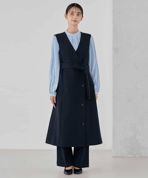 a.v.v(アーヴェヴェ)の「【洗える/ストレッチ/セットアップ対応】ダブルクロスロングジレワンピース(ワンピース・レディース・グレー系その他/ブラック/ネイビー・36/38/40)」の6枚目の写真