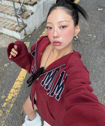 SLOW RECORD HOUSE（スローレコードハウス）の「[起毛]モーメントフードジップ_バーガンディ（パーカー）」