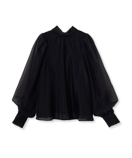 SNIDEL(スナイデル)の「オーガンシースルーブラウス【カンヘウォン着用】(シャツ/ブラウス・レディース・グレー/アイボリー/ネイビー・F)」の3枚目の写真