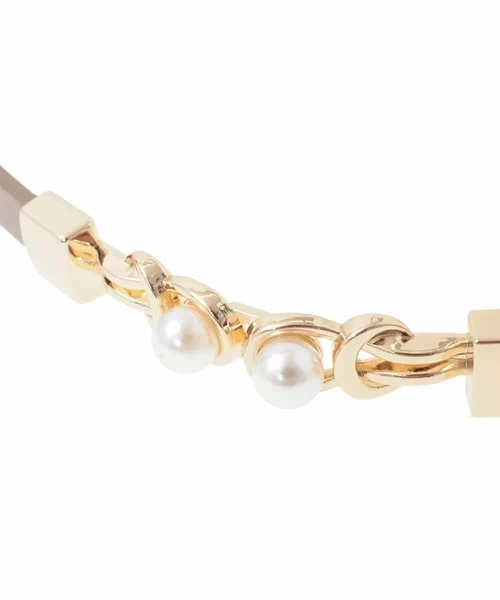 a.v.v（アーヴェヴェ）の「パール調ビットベルト（ベルト・レディース・ブラック/アイボリー・38）」の4枚目の写真