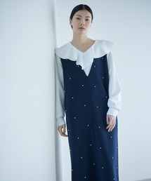 NAVYNAVY（ネイビーネイビー）の「【瞬間コーデ】【PS/低身長サイズ】着るジュエリー。パール付きジャンスカ（ジャンパースカート）」